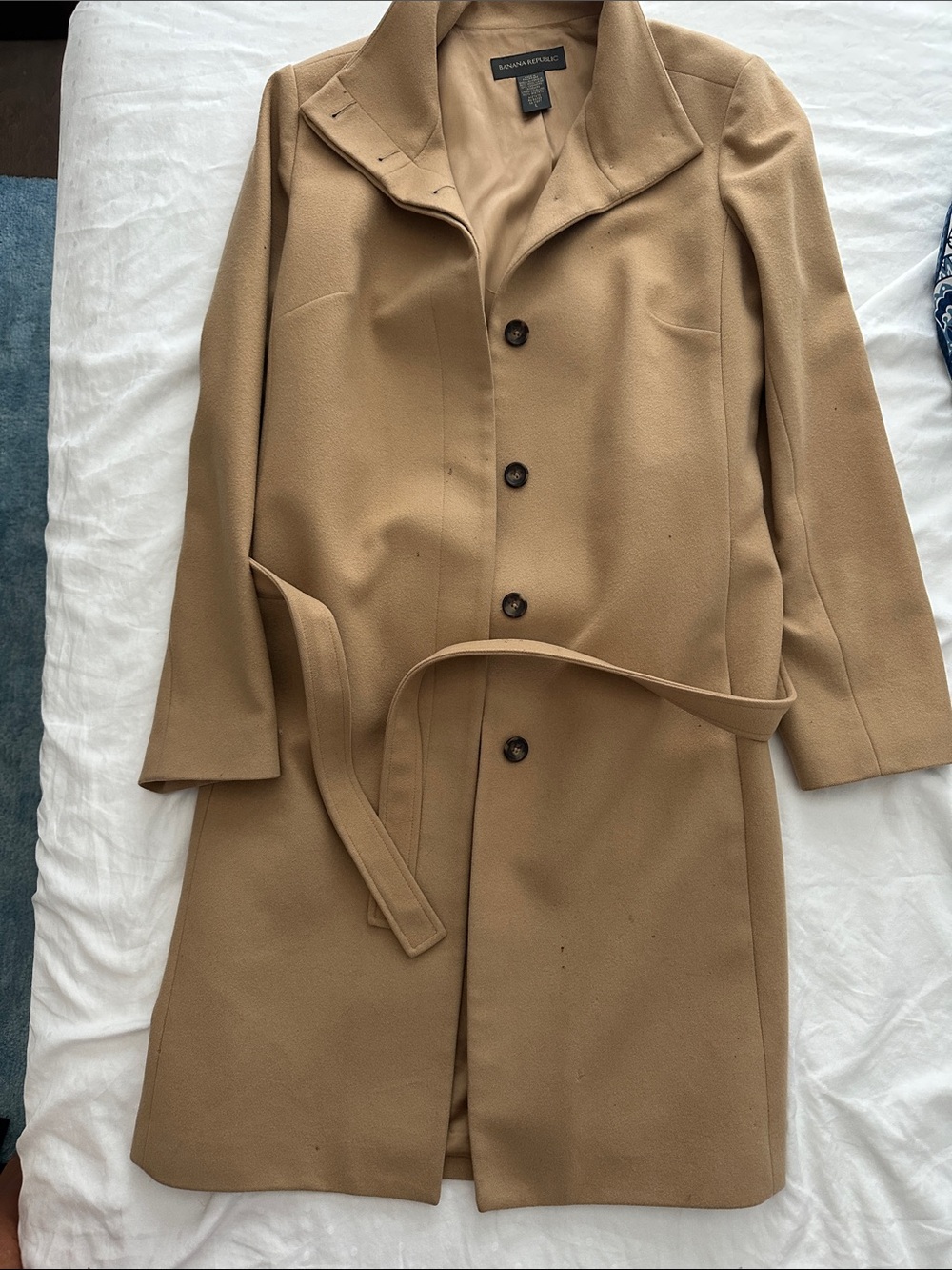 Banana Republic Women's Tan Wool-Blend Belted Trench Coat